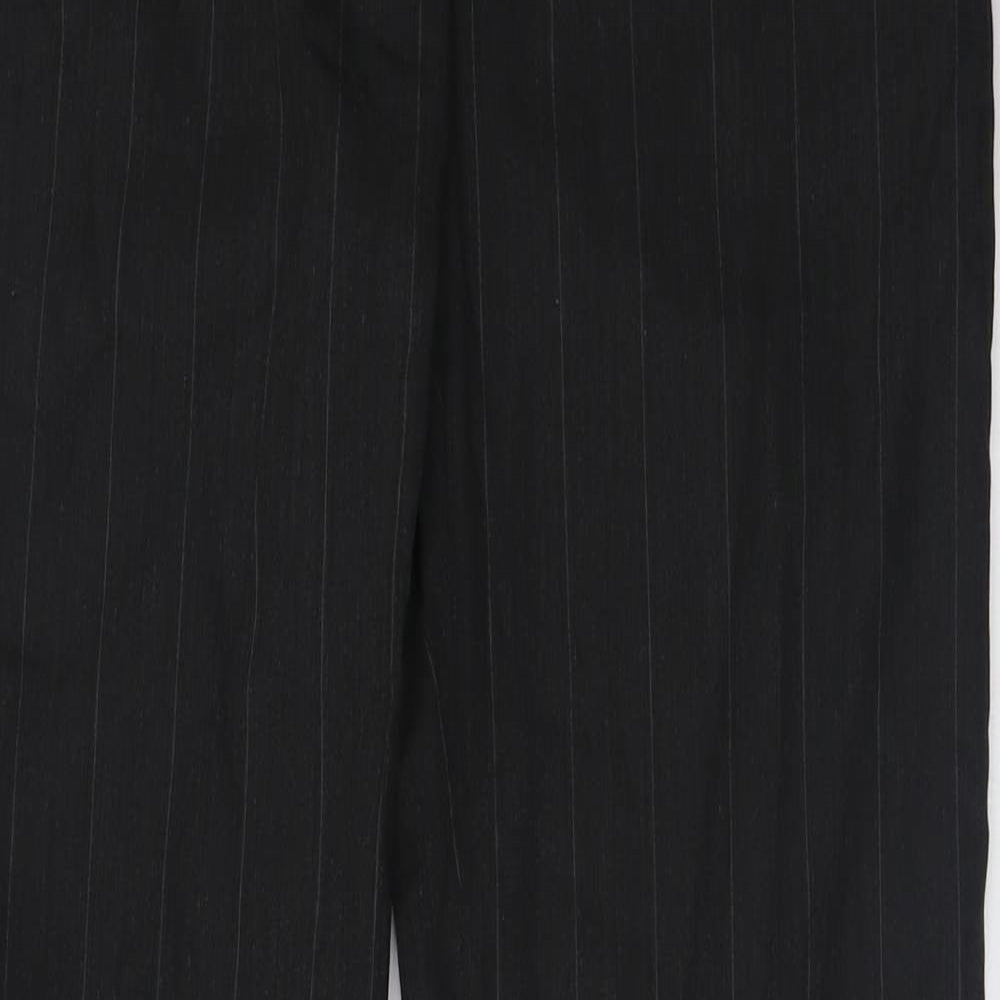 Zara Womens Grey Striped Polyester Trousers  Size 12 L33 in Regular Hook & Eye