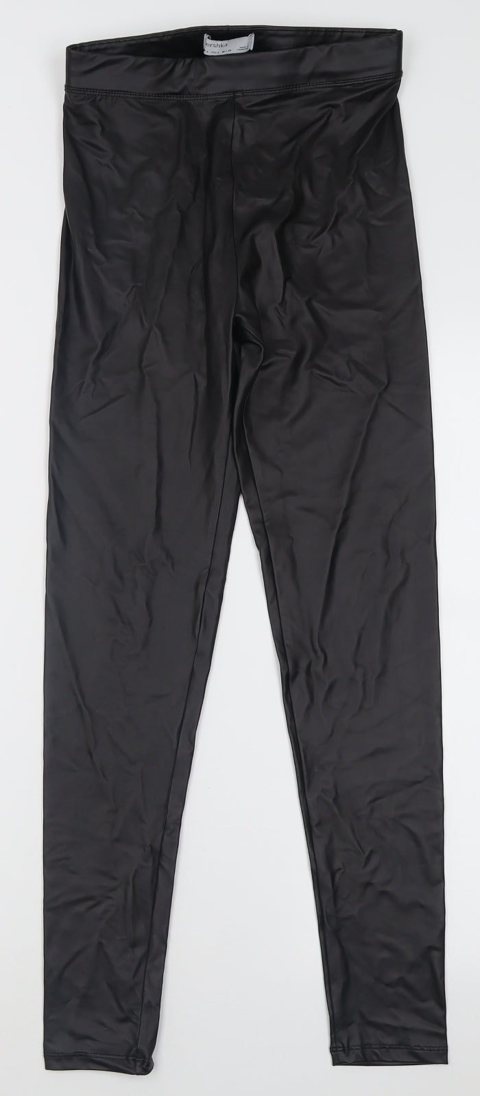 Bershka Womens Black  Polyester Capri Leggings Size S L27 in   - Leather Look