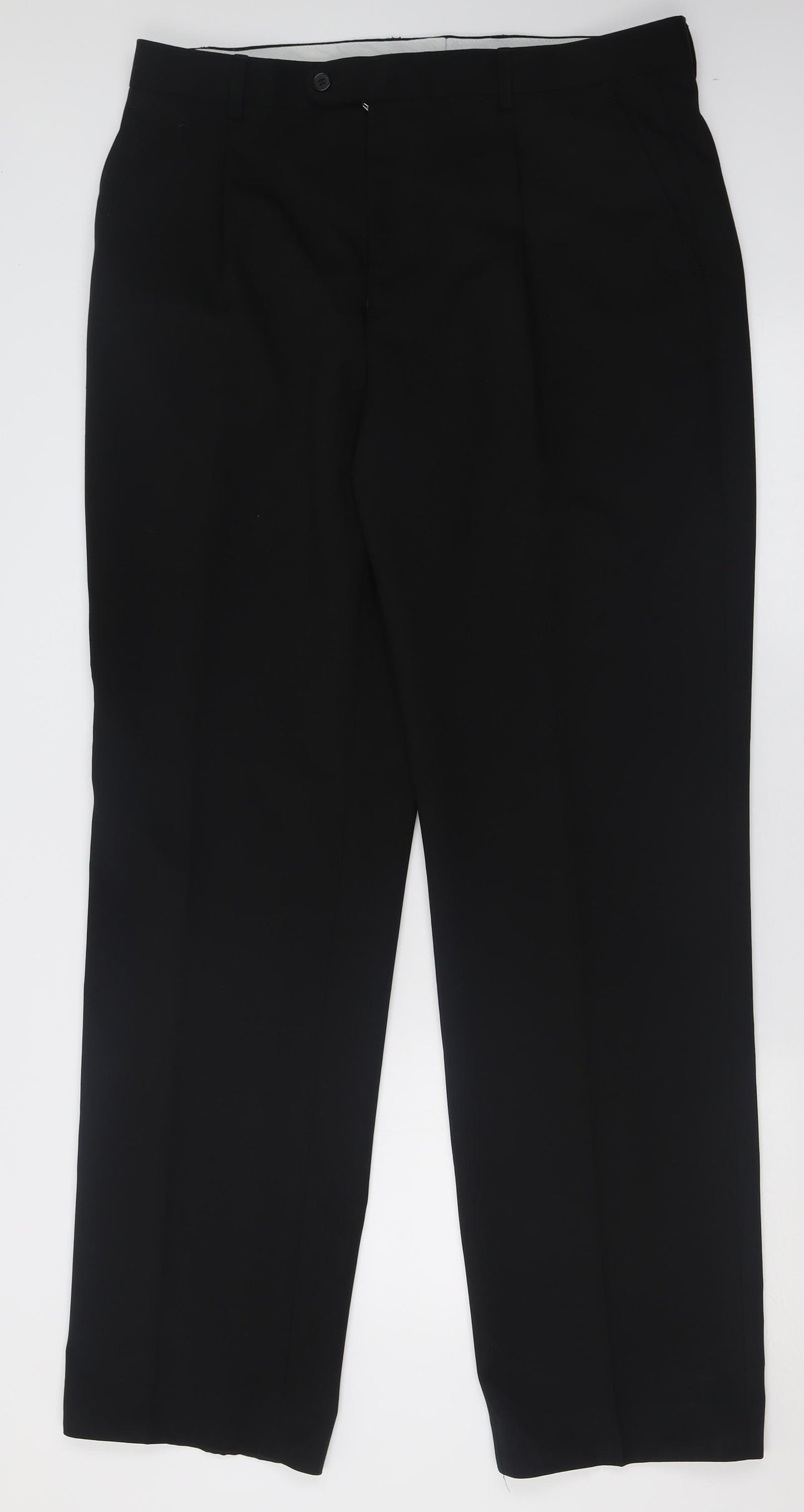 Carducci Mens Black  Polyester Trousers  Size 36 in L33 in Regular Button