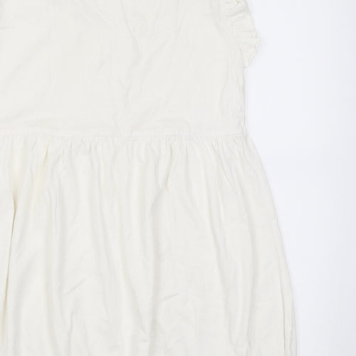 MODO Womens White  Cotton Tunic T-Shirt Size M Scoop Neck