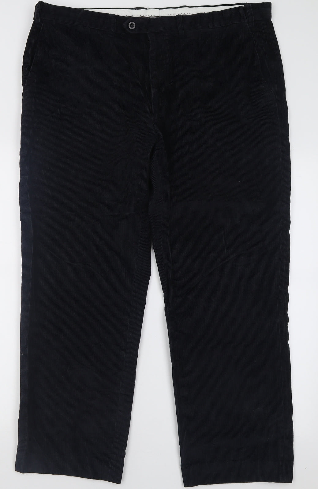 Marks and Spencer Mens Black  Cotton Trousers  Size 40 L29 in Regular Button