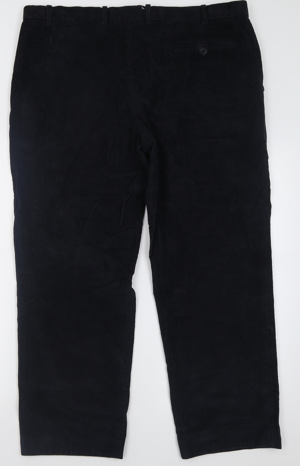 Marks and Spencer Mens Black  Cotton Trousers  Size 40 L29 in Regular Button