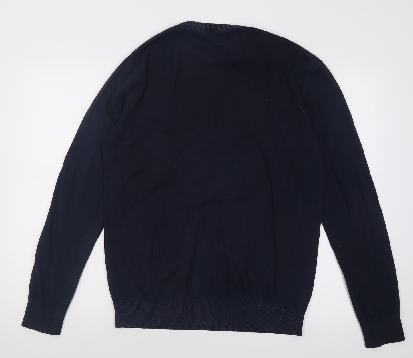 George Mens Blue Crew Neck  Cotton Pullover Jumper Size M