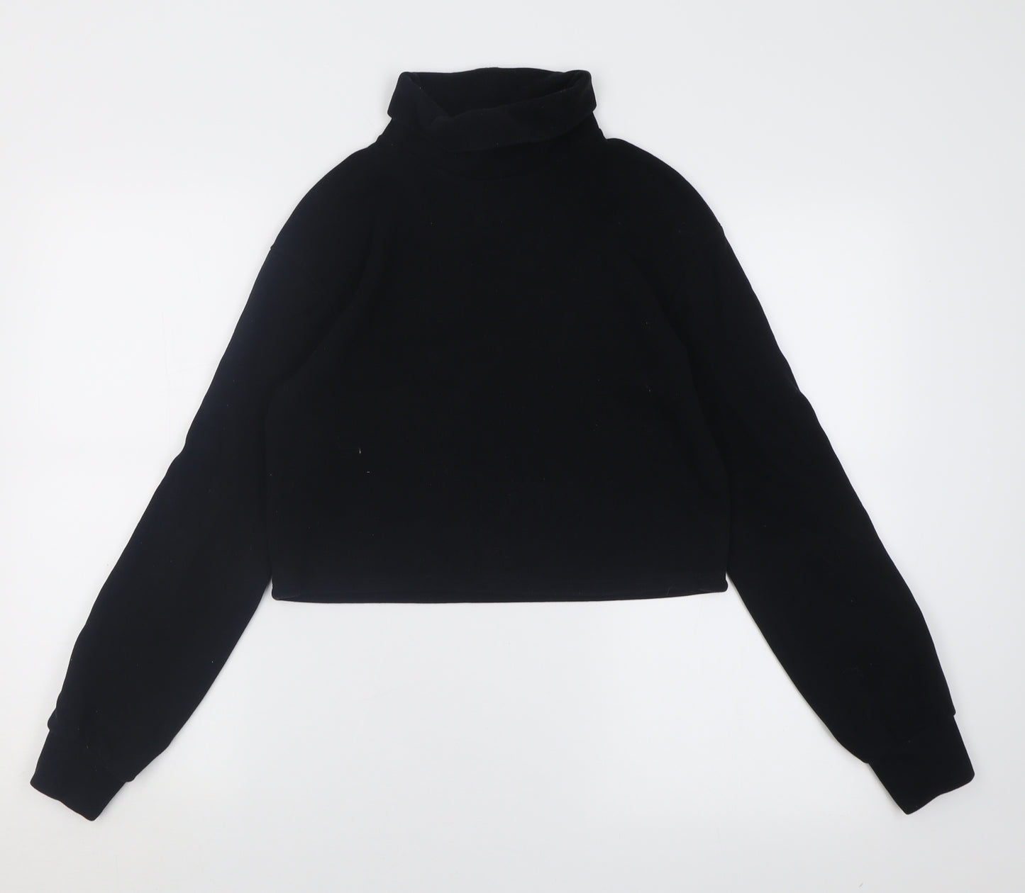 Pull&Bear Womens Black Roll Neck  Cotton Pullover Jumper Size S   - Cropped
