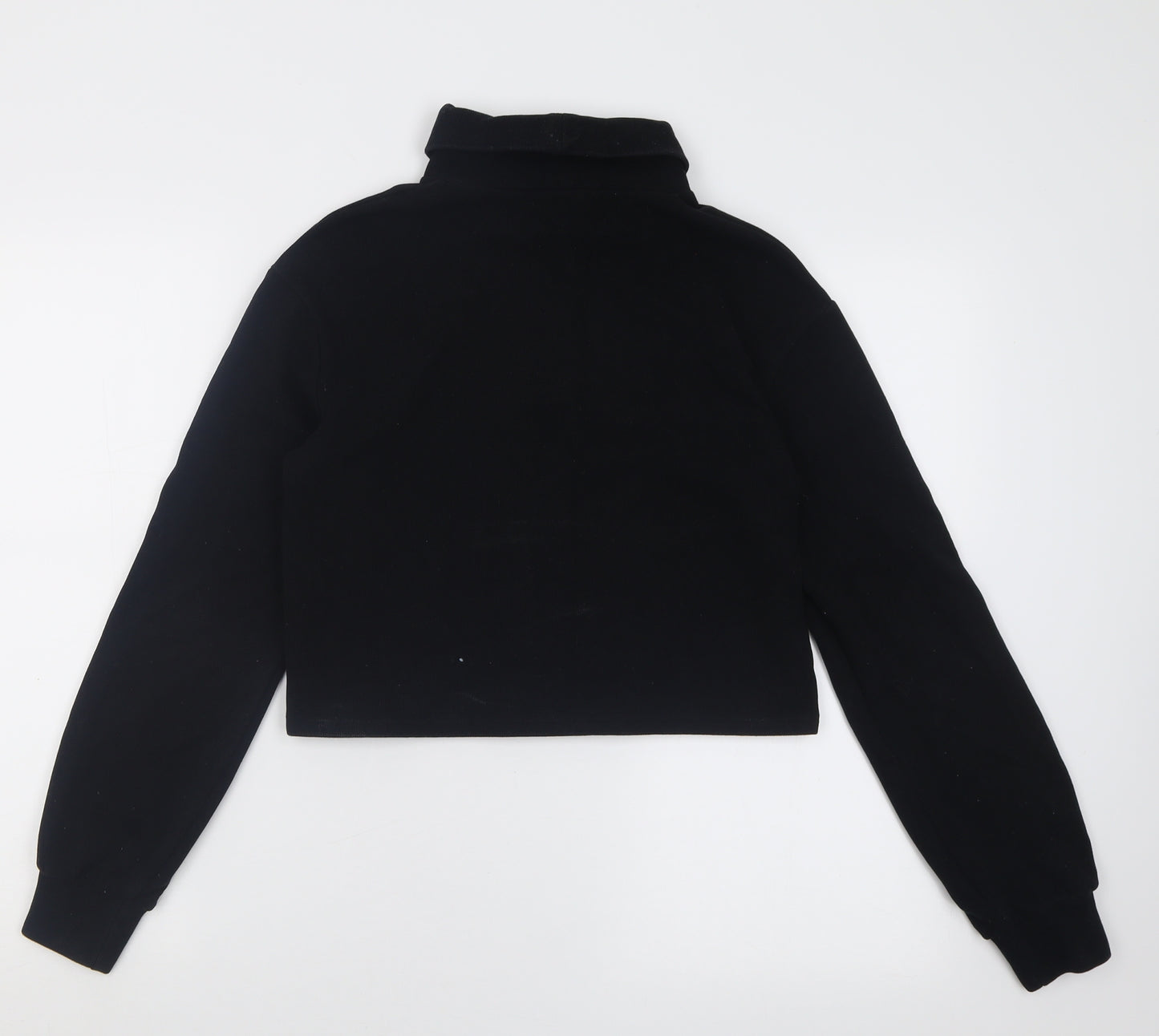 Pull&Bear Womens Black Roll Neck  Cotton Pullover Jumper Size S   - Cropped
