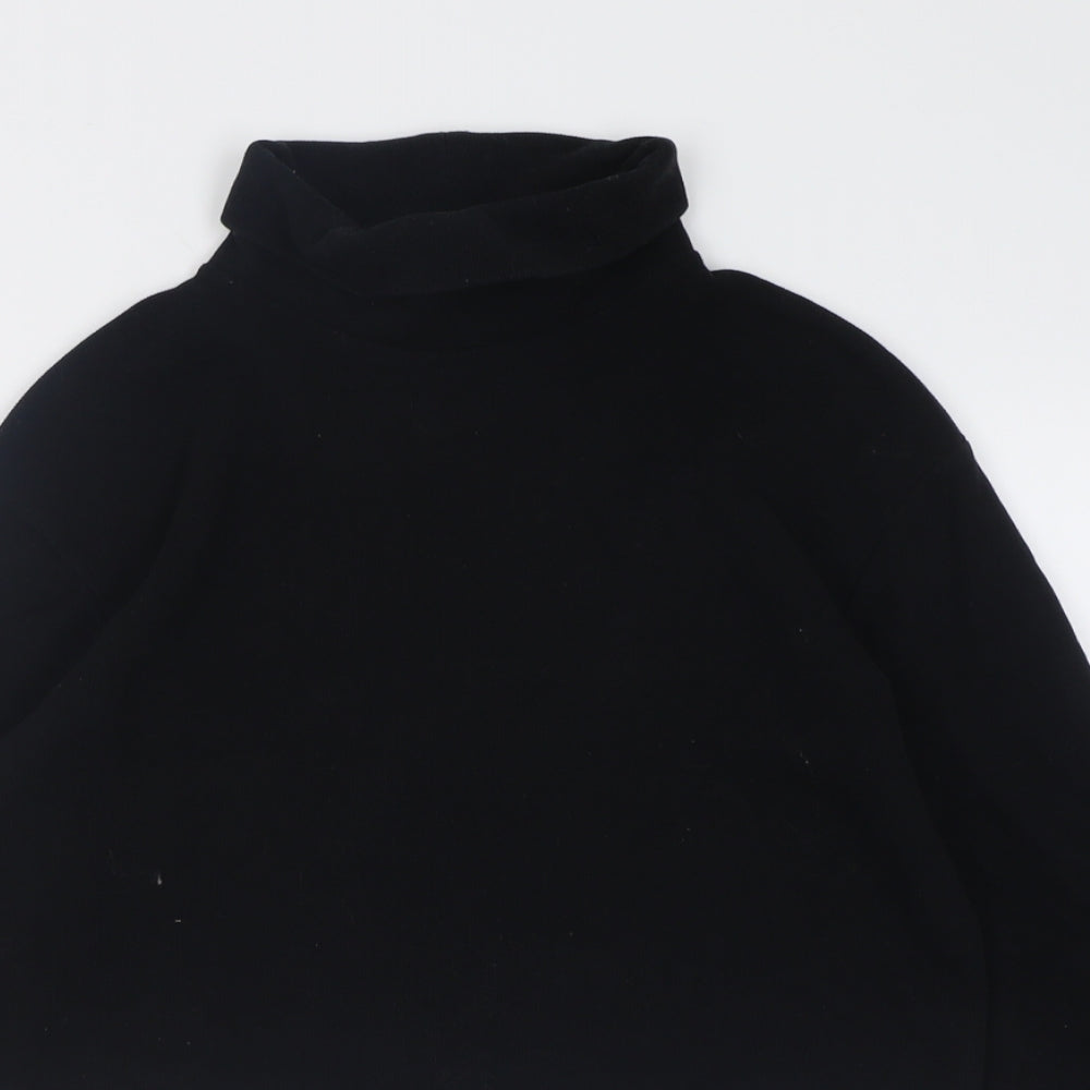 Pull&Bear Womens Black Roll Neck  Cotton Pullover Jumper Size S   - Cropped
