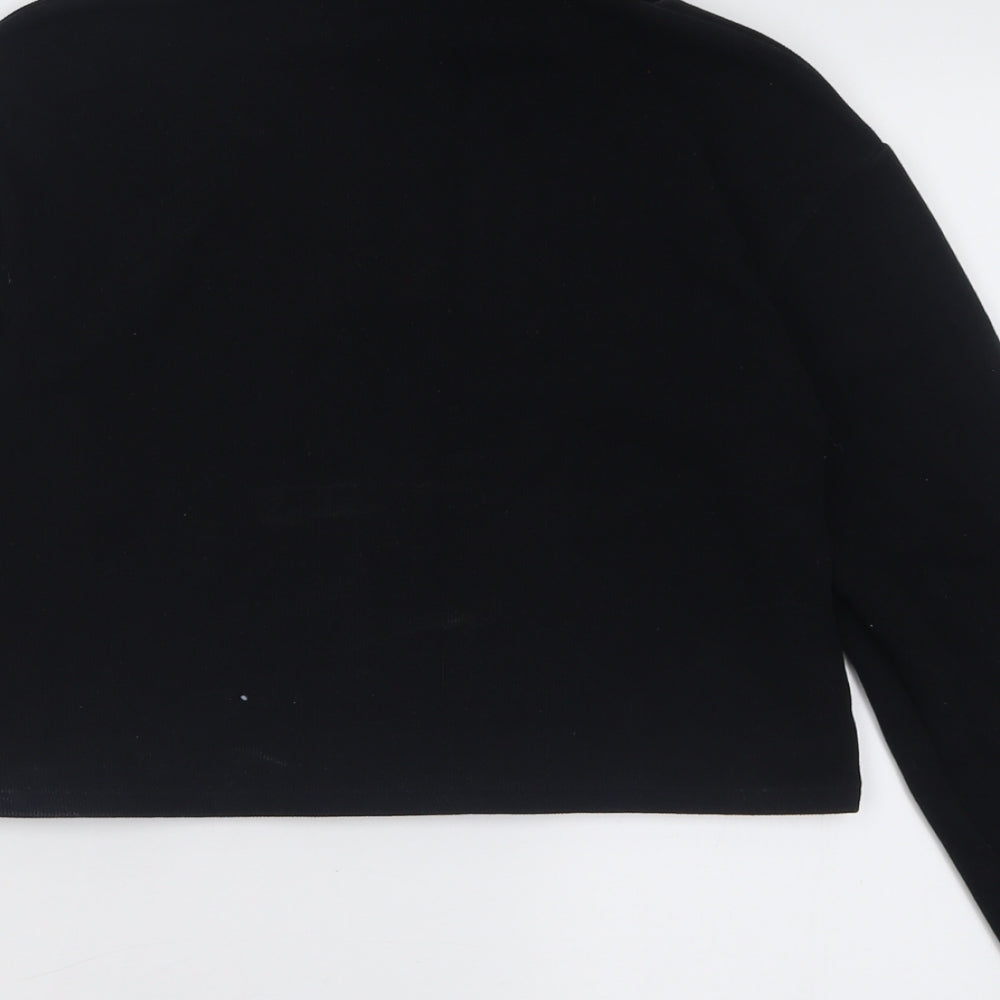 Pull&Bear Womens Black Roll Neck  Cotton Pullover Jumper Size S   - Cropped