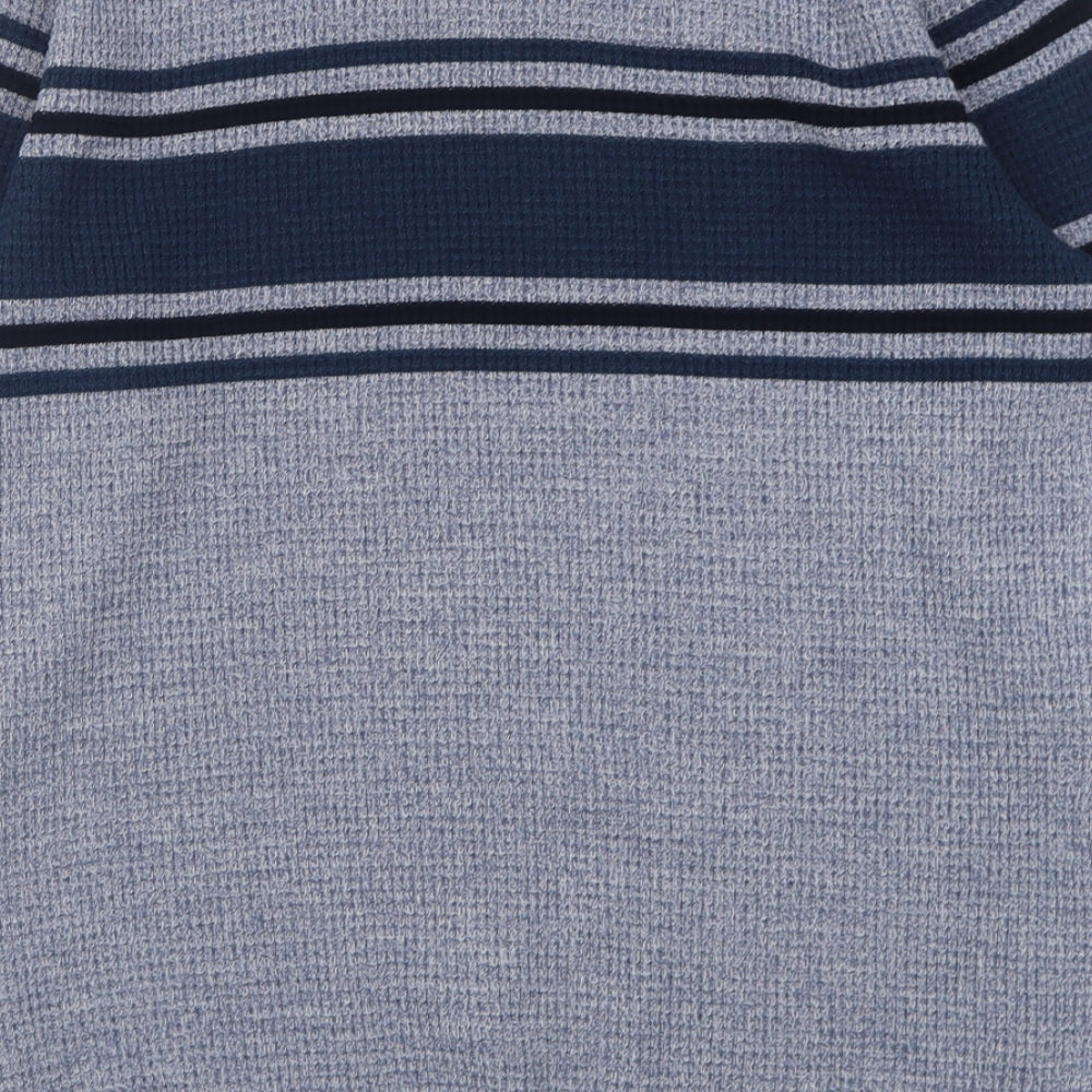Primark Mens Blue Crew Neck Striped Acrylic Pullover Jumper Size M