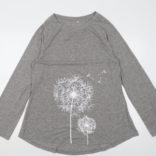 Preworn Womens Grey  Polyacrylate Fibre Basic T-Shirt Size M Crew Neck