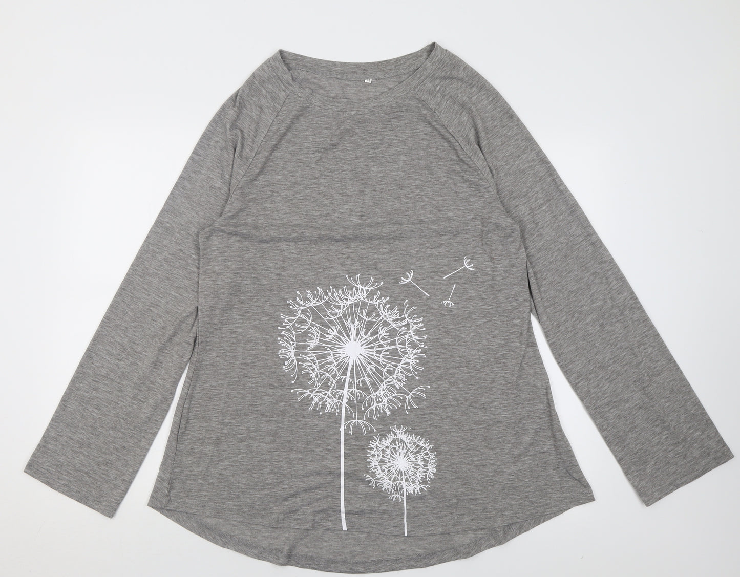 Preworn Womens Grey  Polyacrylate Fibre Basic T-Shirt Size M Crew Neck