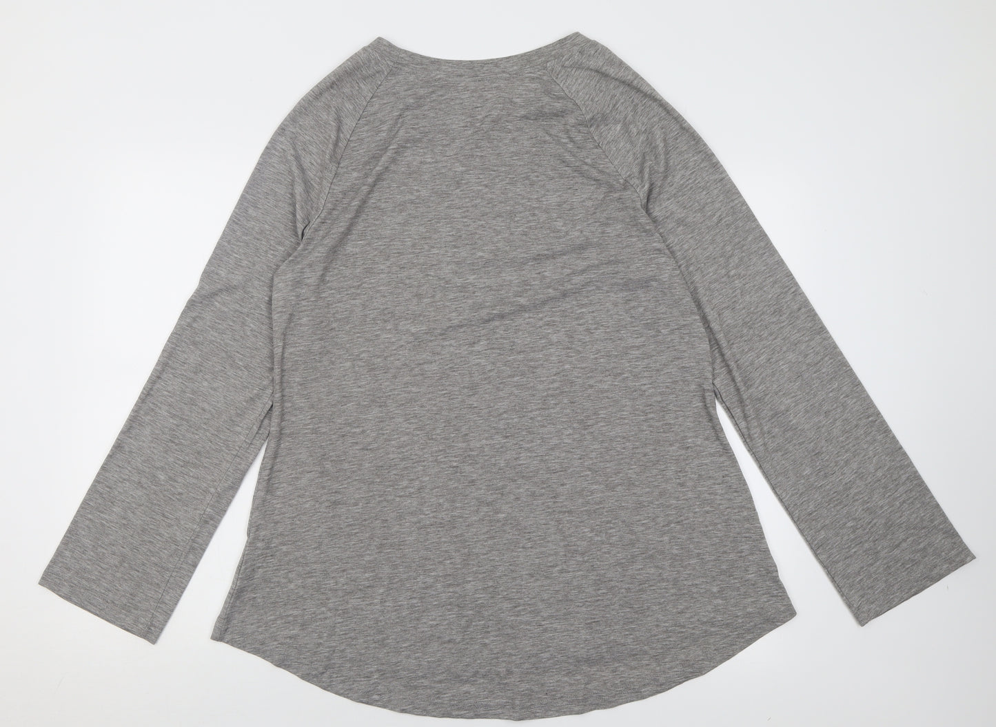 Preworn Womens Grey  Polyacrylate Fibre Basic T-Shirt Size M Crew Neck