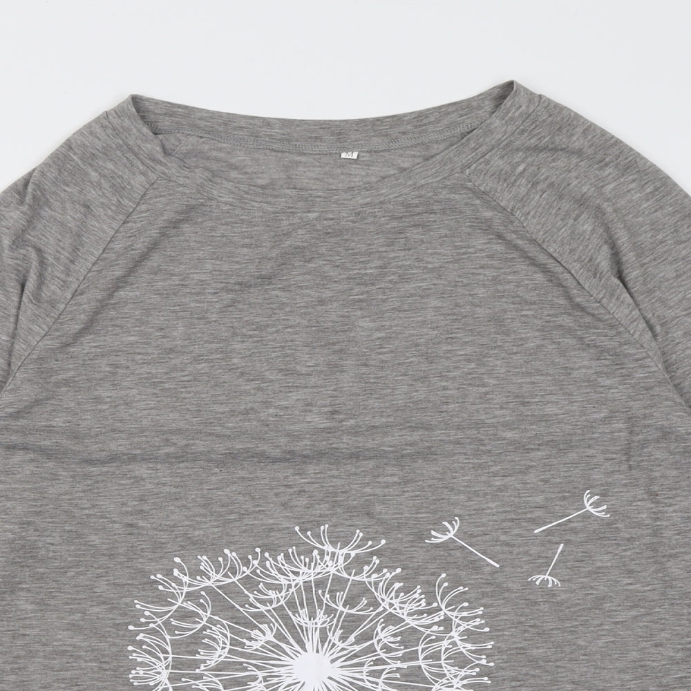 Preworn Womens Grey  Polyacrylate Fibre Basic T-Shirt Size M Crew Neck