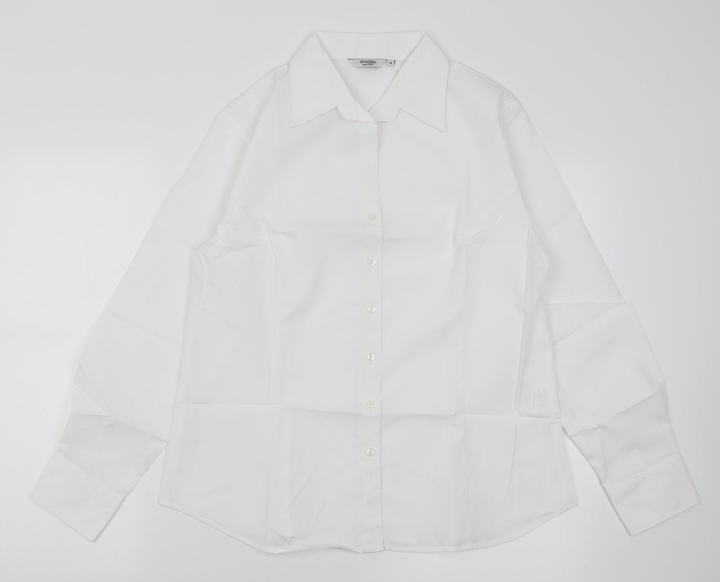 Disley Womens White  Polyester Basic Blouse Size 14 V-Neck