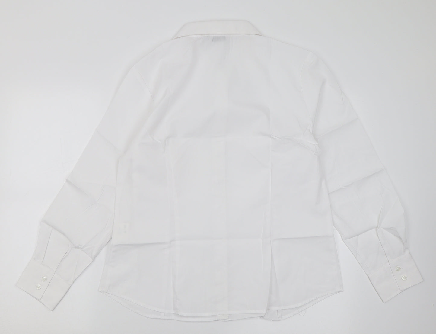 Disley Womens White  Polyester Basic Blouse Size 14 V-Neck