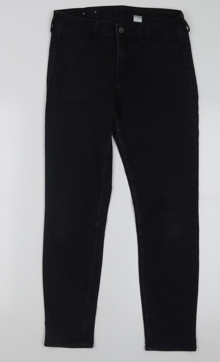 H&M Womens Black  Cotton Skinny Jeans Size 28 in L28 in Regular Button