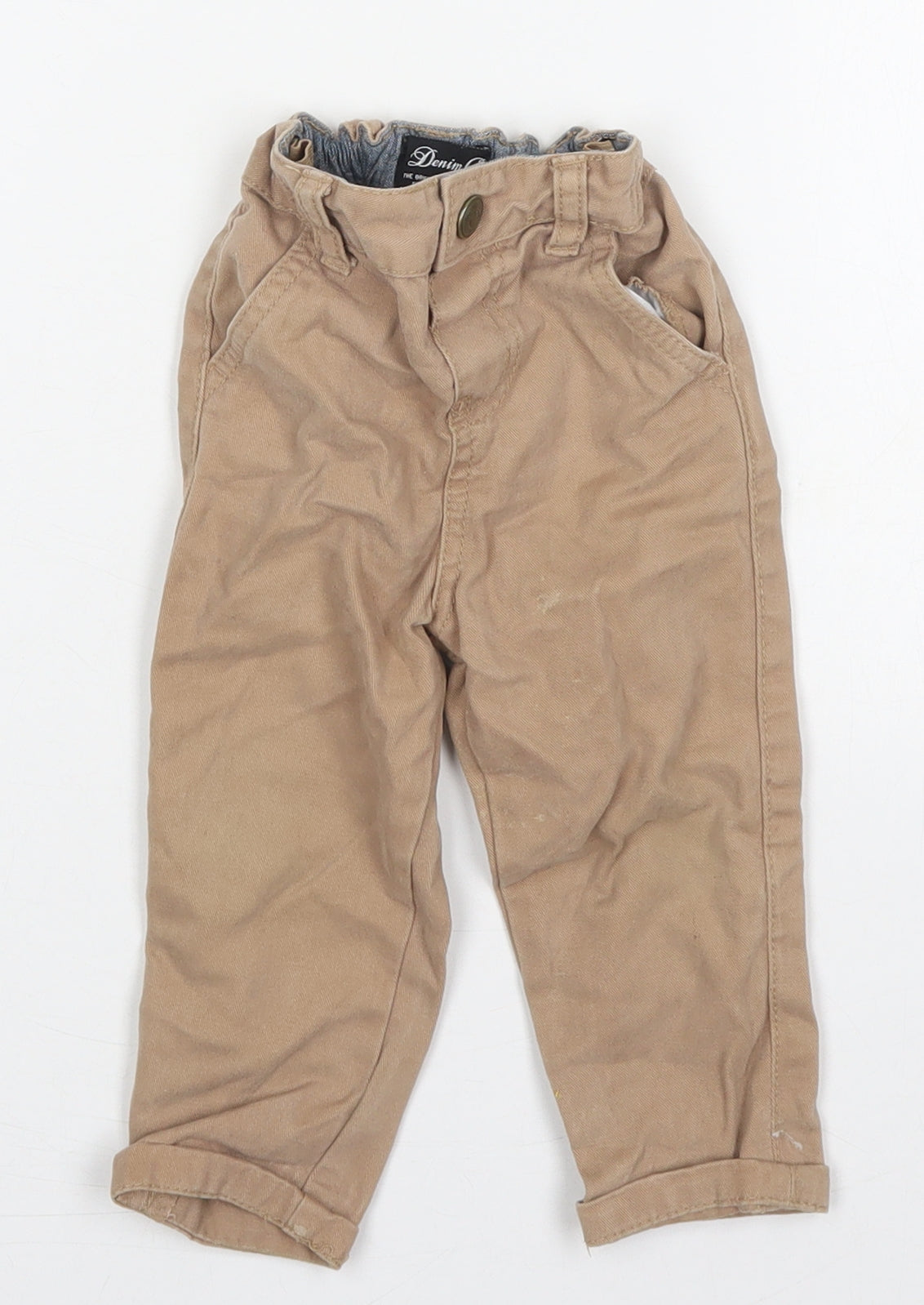 Denim CO Boys Beige  Cotton Capri Jeans Size 12-18 Months  Button