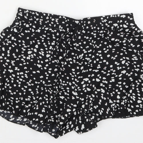 SheIn Womens Black Geometric Polyester Mom Shorts Size M L3 in Regular Drawstring