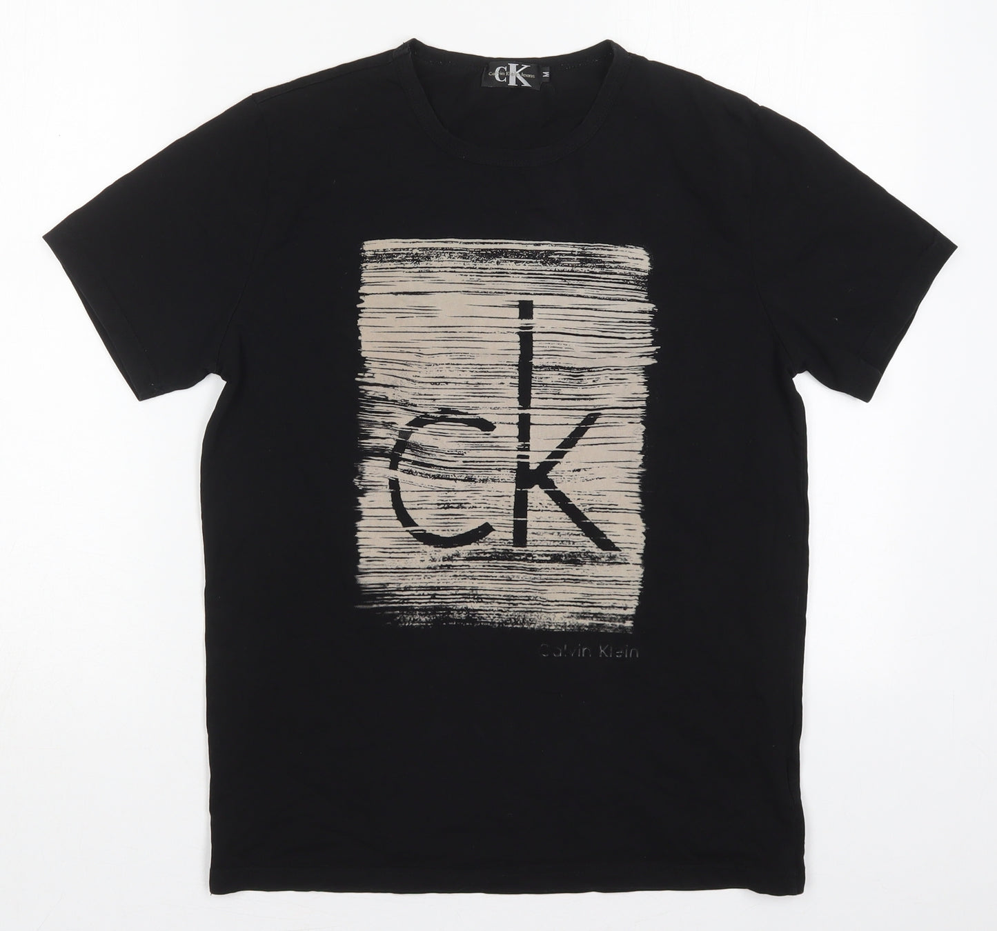 Calvin Klein Mens Black  Cotton  T-Shirt Size M Crew Neck