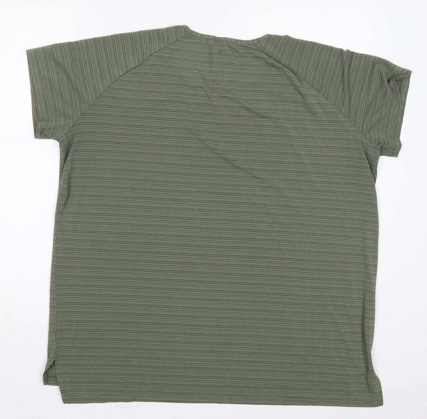 Primark Womens Green Striped Polyester Basic T-Shirt Size 18 Round Neck