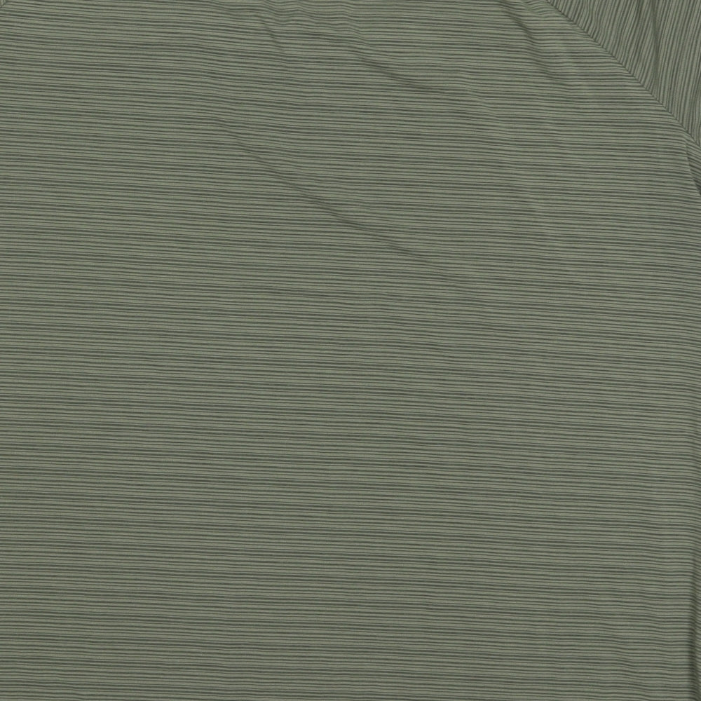 Primark Womens Green Striped Polyester Basic T-Shirt Size 18 Round Neck