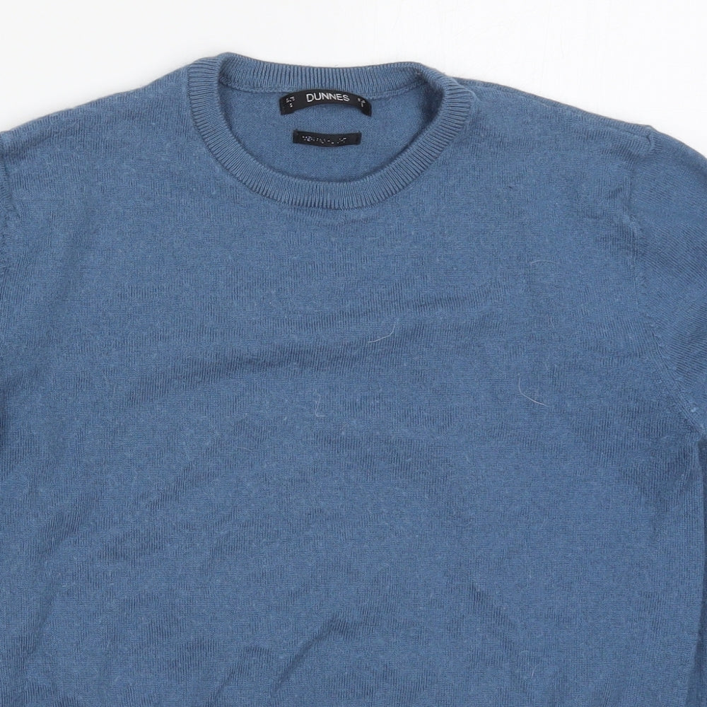 Dunnes Mens Blue Round Neck  Wool Pullover Jumper Size S