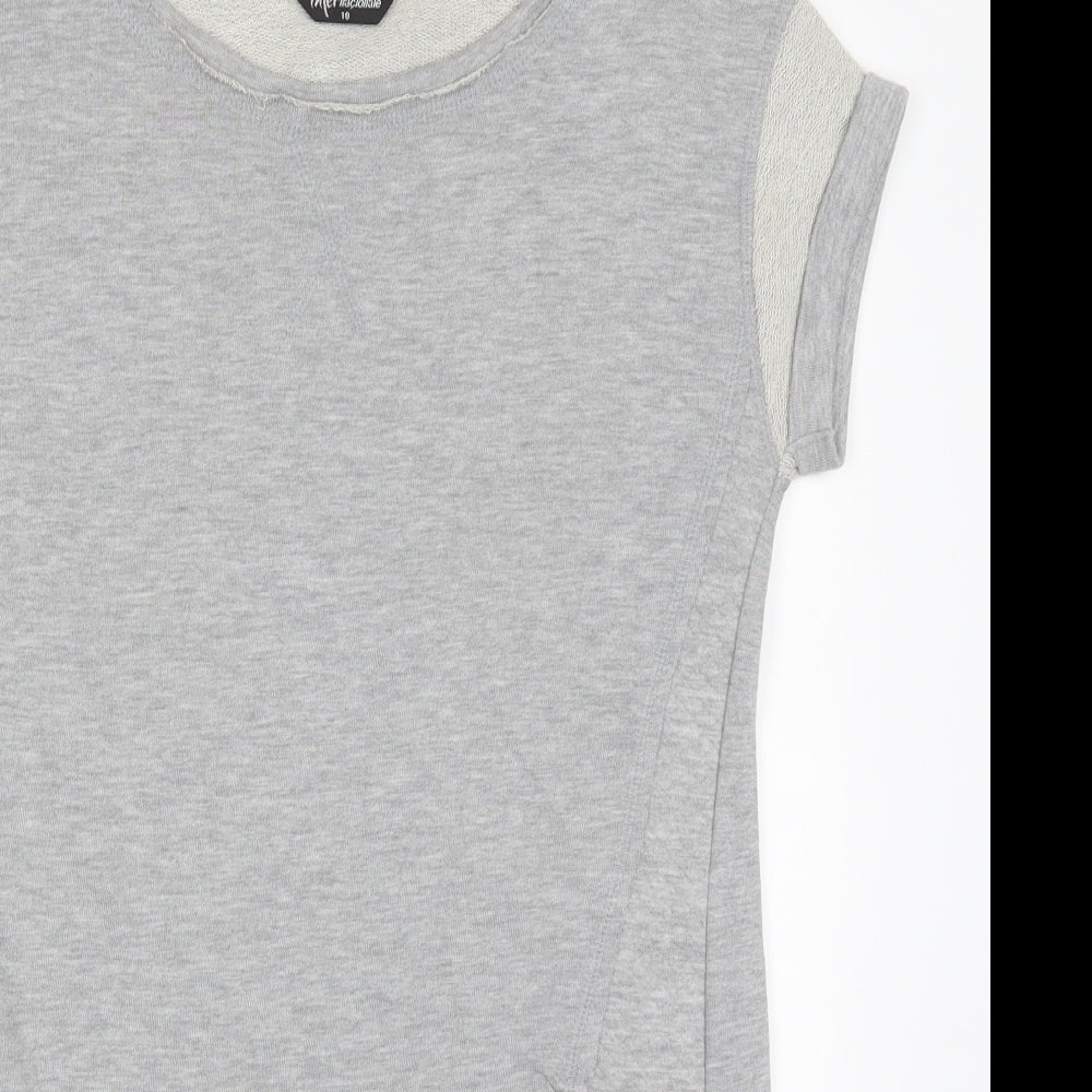Internacionale Womens Grey  Cotton T-Shirt Dress  Size 10  Round Neck Pullover - Sweater Dress