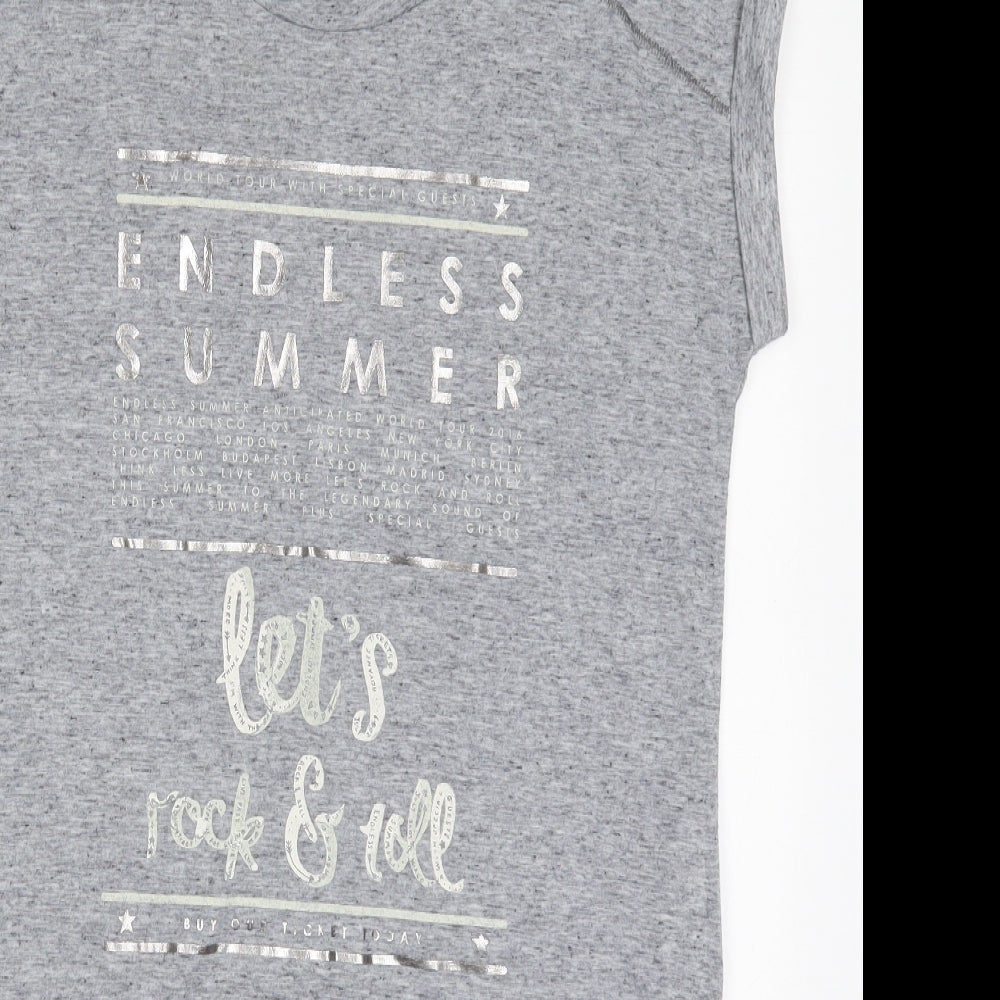 NEXT Womens Grey  Polyester Basic T-Shirt Size 10 Crew Neck - Endless Summer