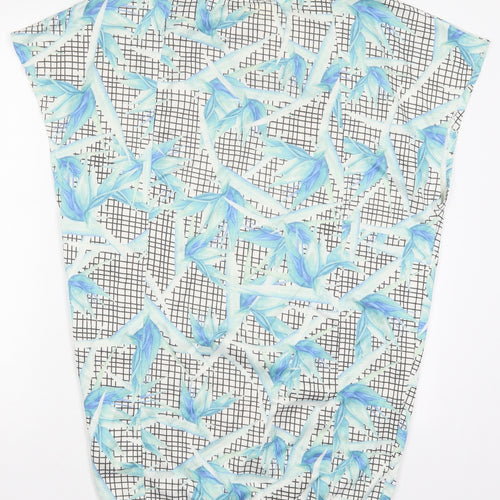 Zara Womens Blue Floral Polyester T-Shirt Dress  Size S  Crew Neck Pullover