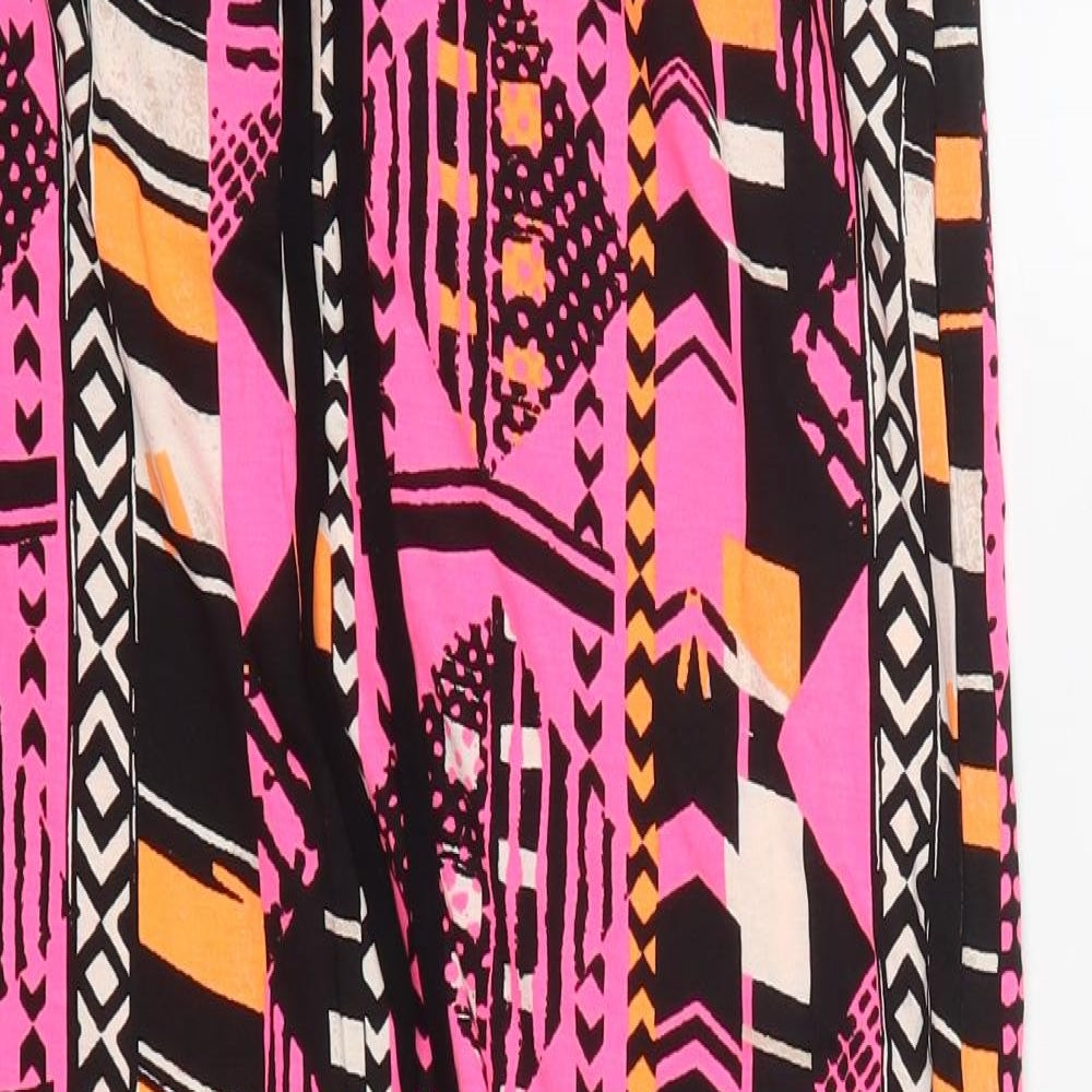 NEXT Womens Pink Geometric Viscose Maxi Skirt Size 8   Drawstring