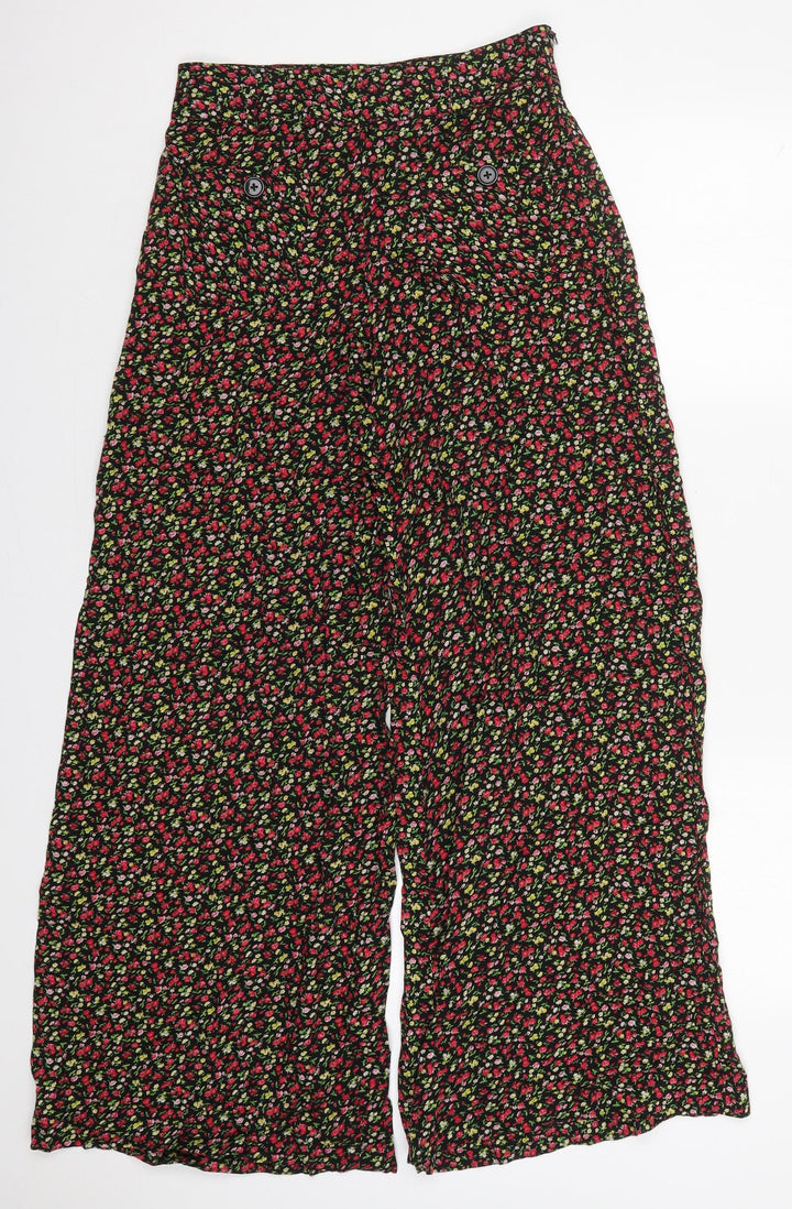 New York Laundry Womens Red Floral Viscose Trousers Size 8 L31 in Regular Button - Yellow Flowers