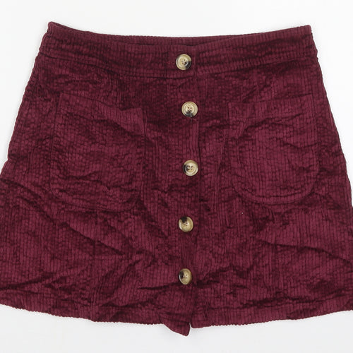 Cameo Rose Womens Purple  Cotton A-Line Skirt Size 28 in   Button
