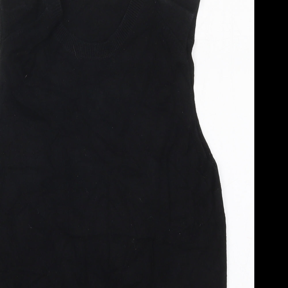 Zara Womens Black Crew Neck  Viscose Vest Jumper Size S