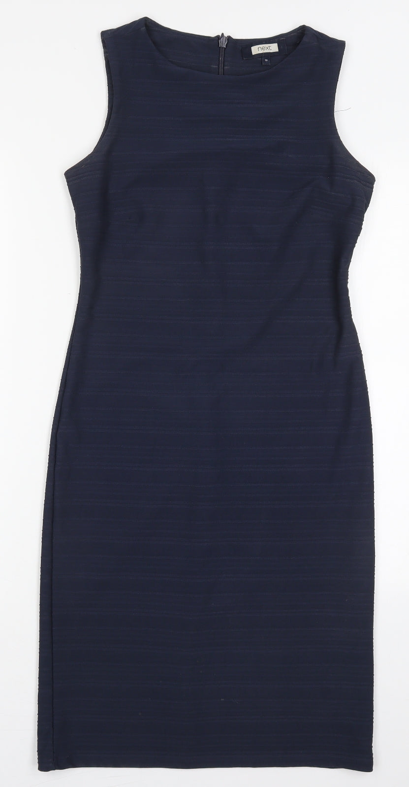 NEXT Womens Blue Striped Polyester Pencil Dress  Size 10  Round Neck Zip