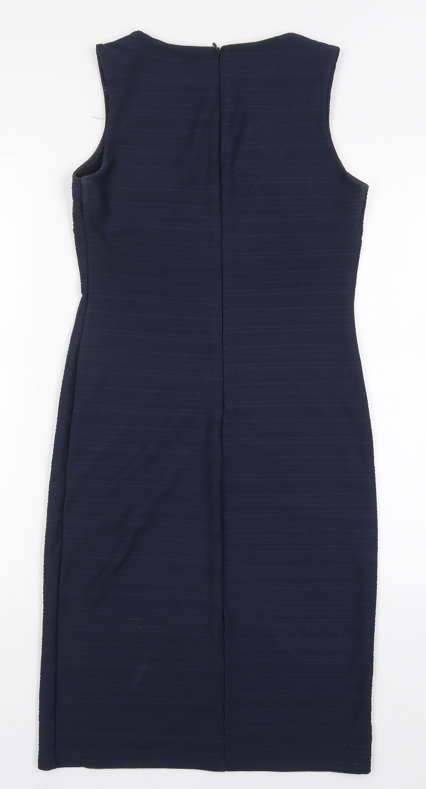 NEXT Womens Blue Striped Polyester Pencil Dress  Size 10  Round Neck Zip
