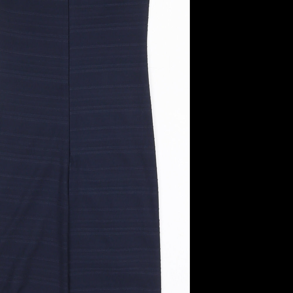 NEXT Womens Blue Striped Polyester Pencil Dress  Size 10  Round Neck Zip