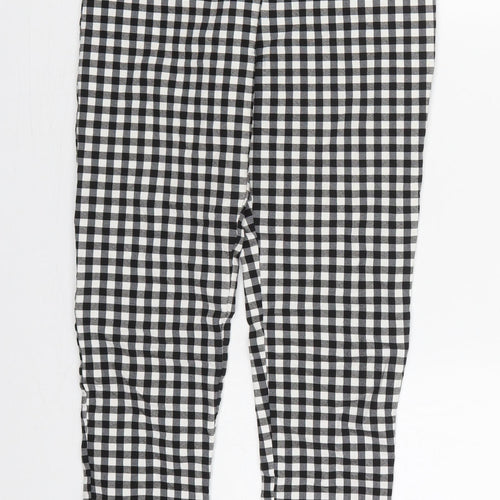 Zara Womens Black Check Viscose Trousers  Size S L28 in Regular Zip