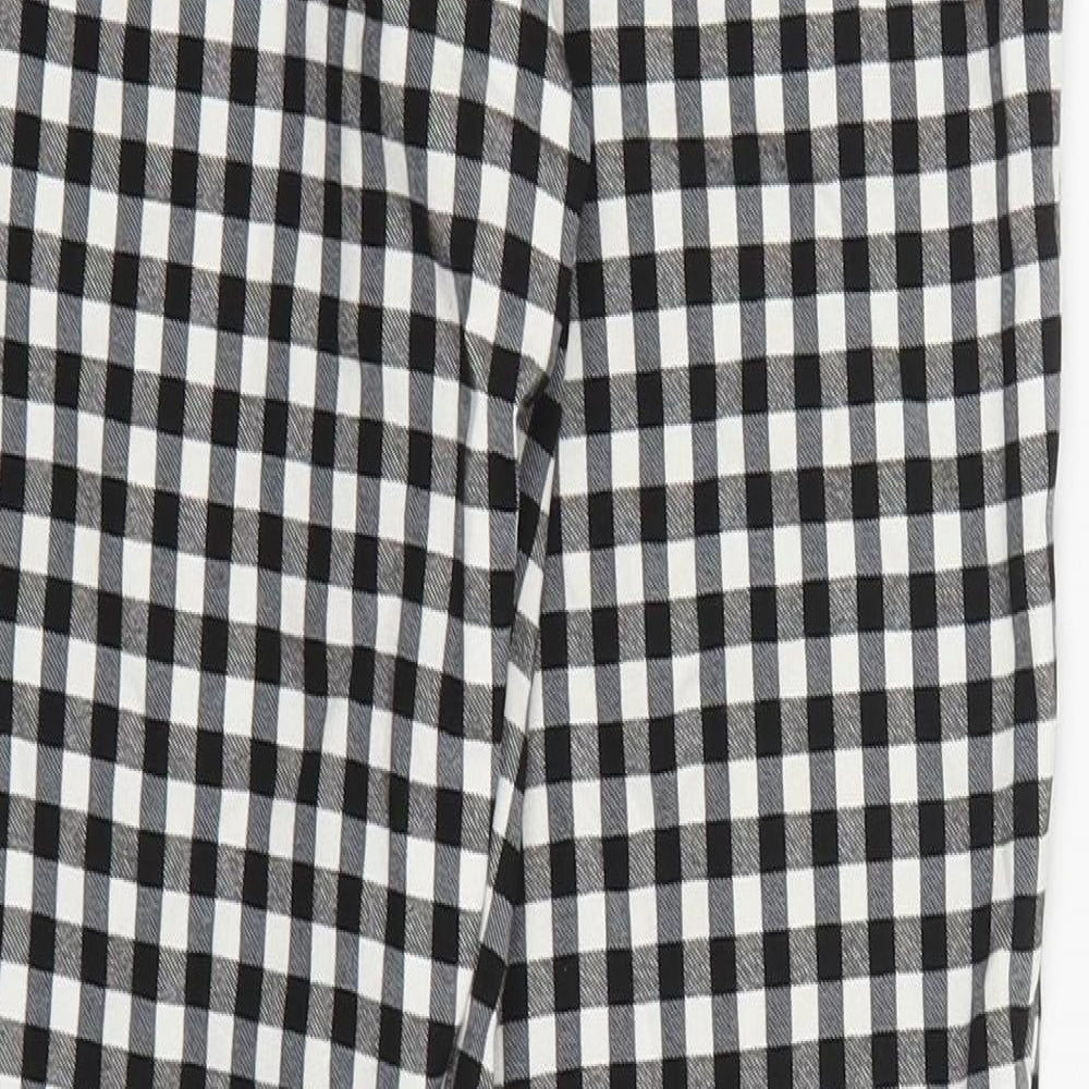 Zara Womens Black Check Viscose Trousers  Size S L28 in Regular Zip