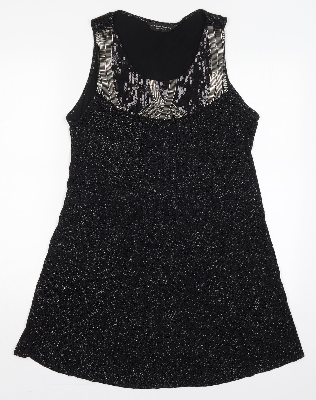Dorothy Perkins Womens Black  Viscose Basic Tank Size 16 Round Neck