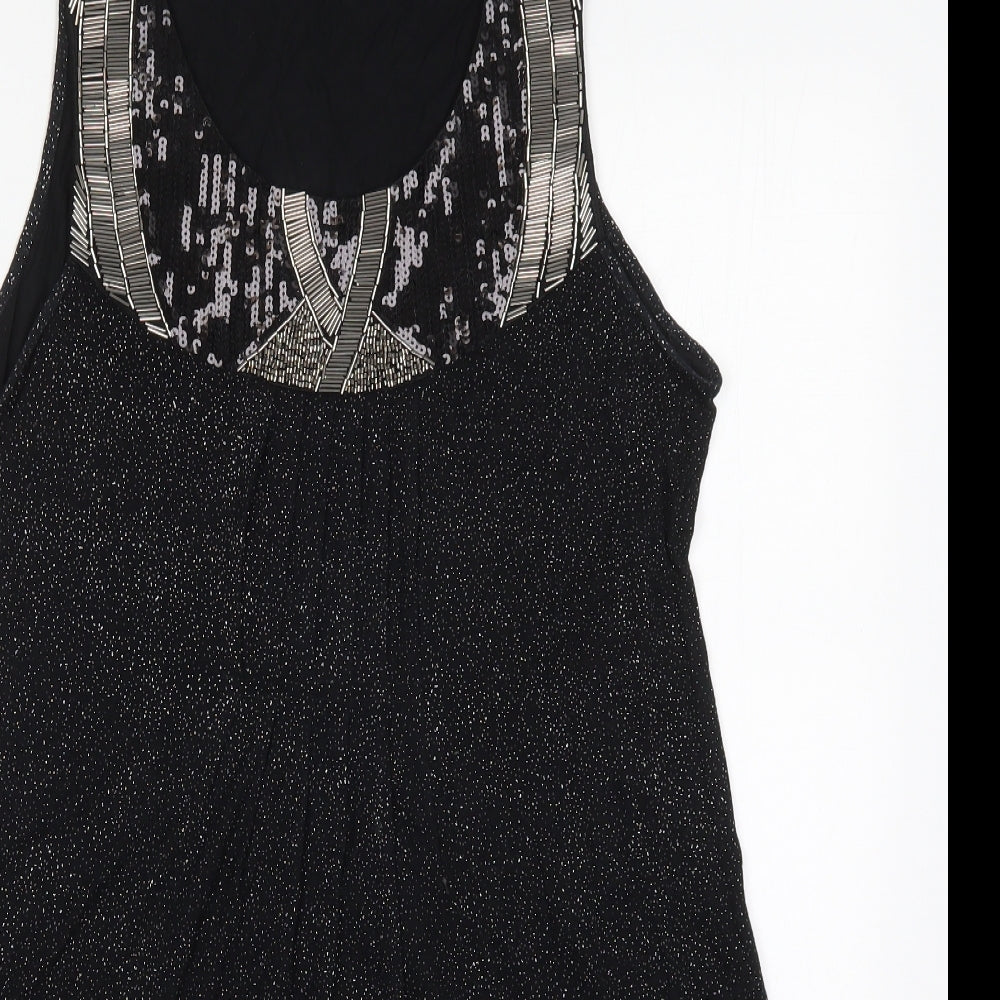 Dorothy Perkins Womens Black  Viscose Basic Tank Size 16 Round Neck