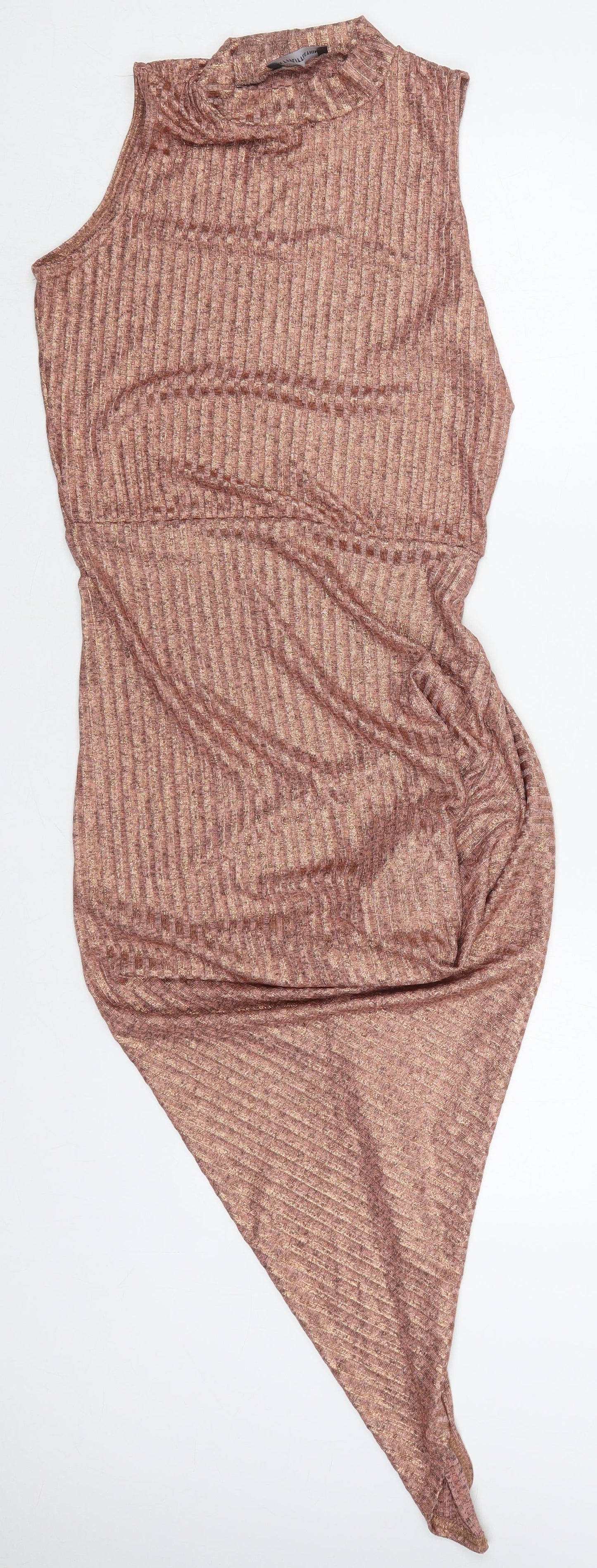 PRETTYLITTLETHING Womens Pink  Polyester Bodycon  Size 10  Mock Neck Pullover