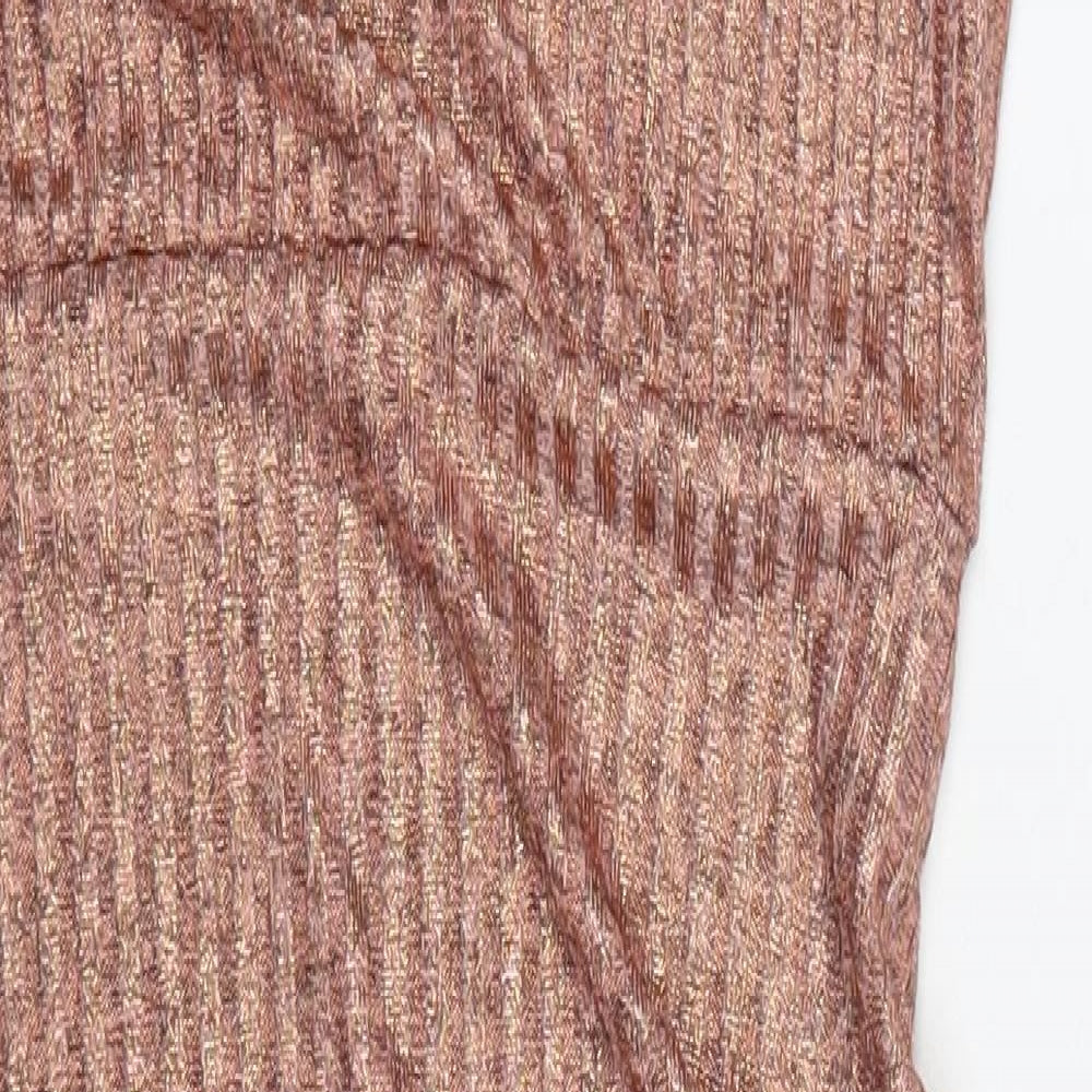 PRETTYLITTLETHING Womens Pink  Polyester Bodycon  Size 10  Mock Neck Pullover