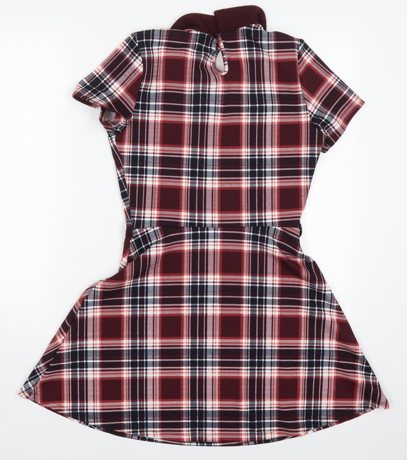 New Look Girls Red Check Polyester Skater Dress  Size 12-13 Years  Collared Pullover