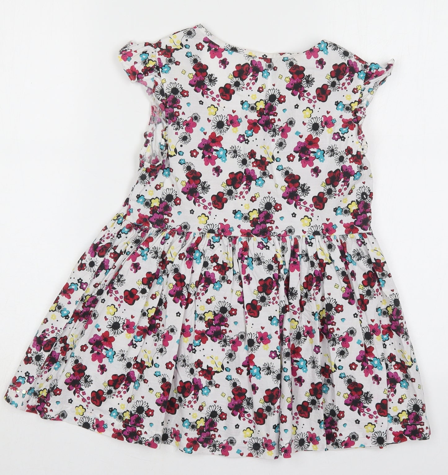 Marks and Spencer Girls Multicoloured Floral Cotton Basic Blouse Size 12 Years Scoop Neck Button