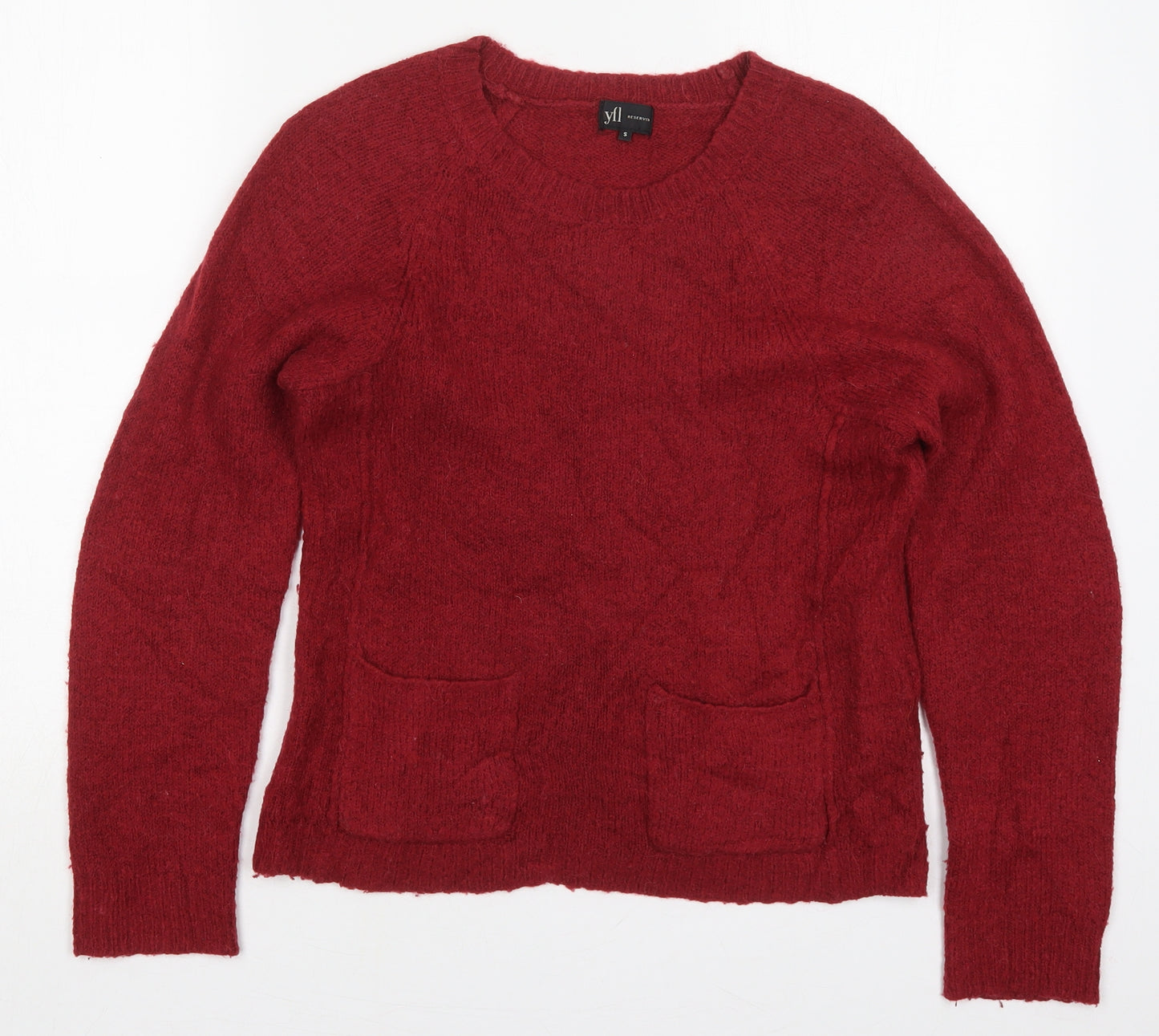 YFL Reserved Womens Red Round Neck  Acrylic Pullover Jumper Size S