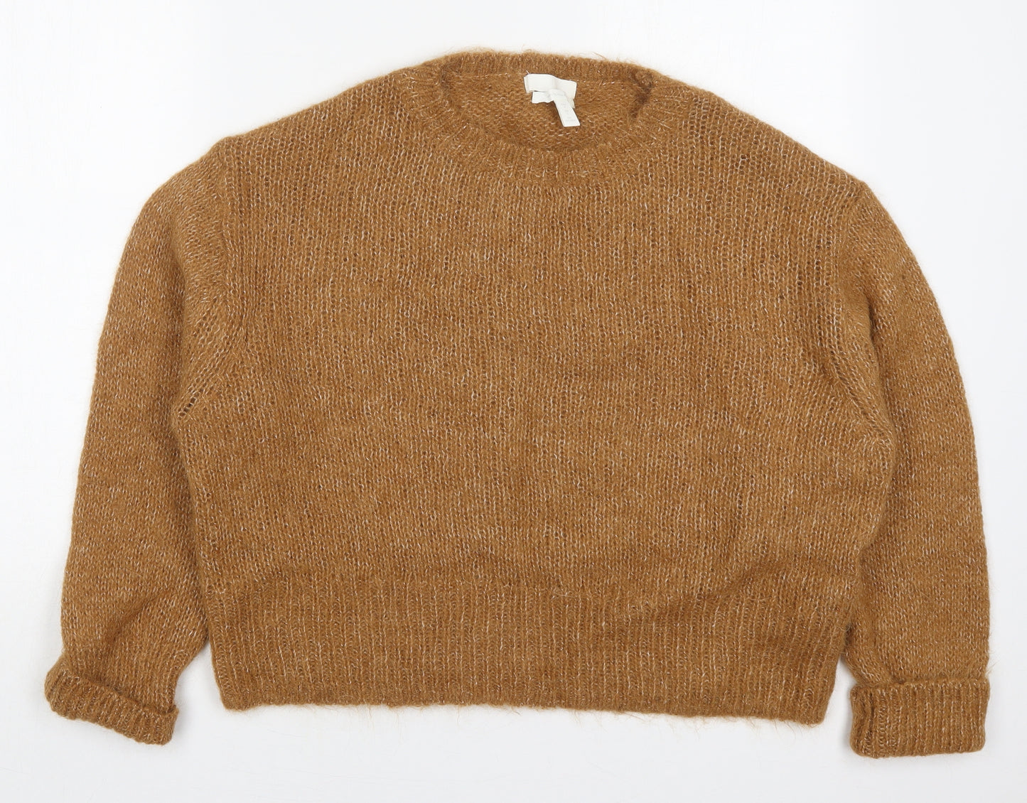 H&M Womens Brown Round Neck  Wool Pullover Jumper Size S