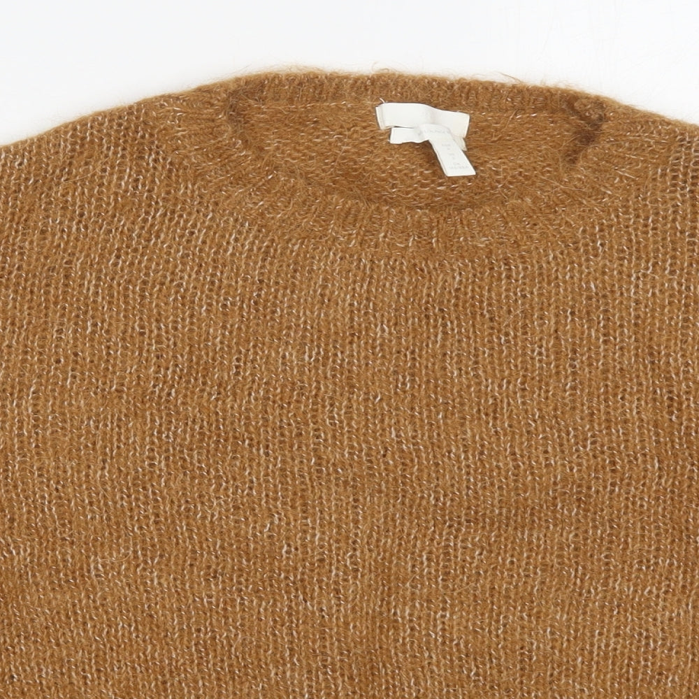 H&M Womens Brown Round Neck  Wool Pullover Jumper Size S