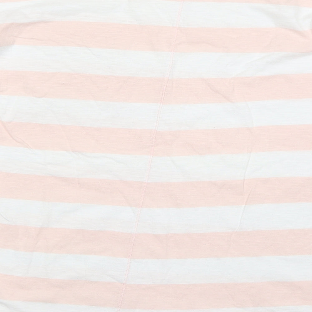 H&M Womens Pink Striped Cotton Basic T-Shirt Size M Boat Neck