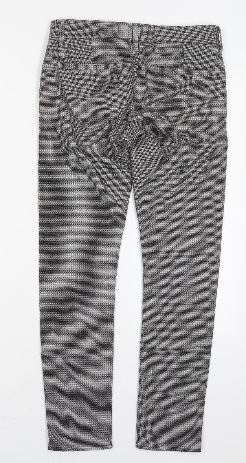 Topman Mens Grey Herringbone Polyester Trousers  Size 28 L30 in Regular Button