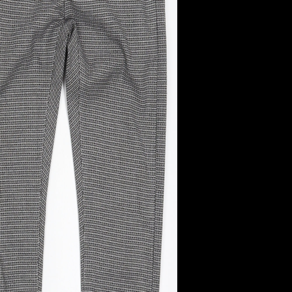 Topman Mens Grey Herringbone Polyester Trousers  Size 28 L30 in Regular Button