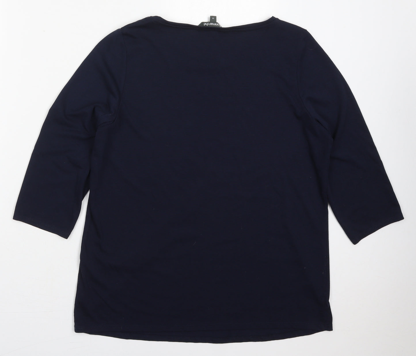 Bonmarché Womens Blue Animal Print Polyester Basic T-Shirt Size 16 Round Neck